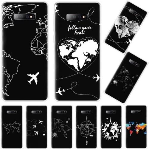 World map travel airplane Shell Phone Case For Samsung Galaxy S5 S6 S7 S8 S9 S10 S10e S20 edge plus lite coque shell funda hull