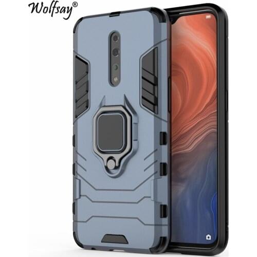 Wolfsay For OPPO Reno Z Case, Reno Z Car Holder Armor Cases Hard PC & Soft Silicone Cover for OPPO Reno Z PCDM10 With Magnet