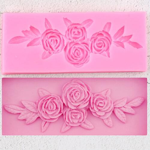 Tree Rose Flower Leaf Silicone Molds Wedding Cupcake Topper Fondant Cake Decorating Tools Candy Clay Chocolate Gumpaste Moulds