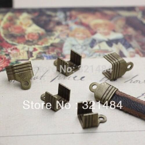 DIY 1000X Antique bronze used for 5x2mm Flat leather cord necklace connector crimp ends caps buckle Clips Clasps