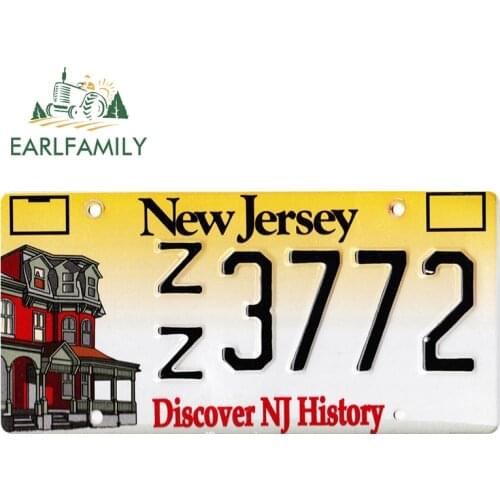 EARLFAMILY 30cm x 14.8cm for New Jersey License Plate Vinyl Car Stickers Personality Creative Vinyl Material Decoration Decal