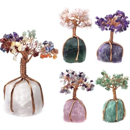 Lucky Fortune Tree Natural Crystal Fluorite Feng Shui Money Tree Tabletop Embellishments Home Decoration Accessories Modern Gift