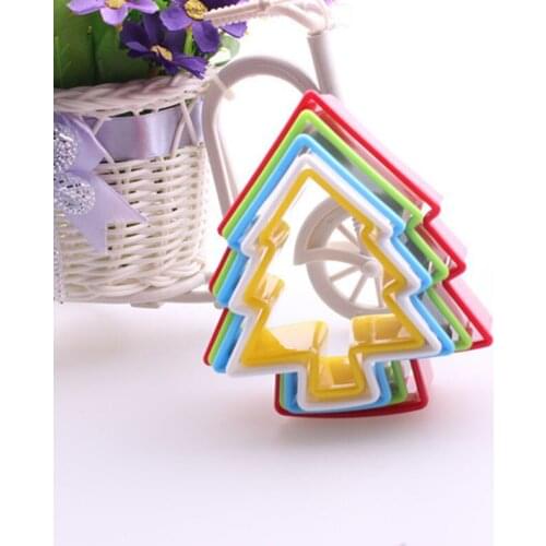 5pcs/set Platstic Cookie Biscuit DIY Mold Christmas tree Shape Cutter Baking Mould Tools Kitchen Accessory