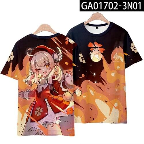 Genshin Impact Paimon Razor Keqing Klee Ganyu 3D Print Spring Summer Preppy Men/Women Street Clothes T-shirt Kawaii style