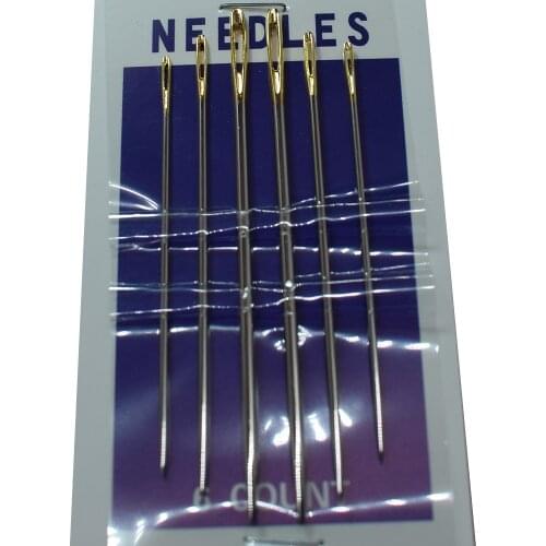 6PCS/1Packs Hand Sewing Needles Gold Eye Handy Large Eye Needle Leather Sewing Gold Needle