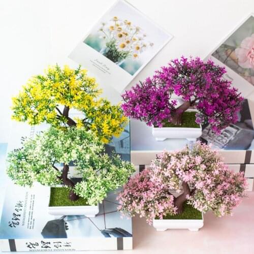 18x25cm Artificial Green Plants Bonsai Simulation Plastic Small Tree Pot Plants Potted Ornaments for Home Table Garden Decor