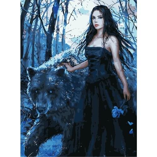 Tranquillity Love 40x50cm No Frame Diy Painting By Numbers Acrylic Colorful Animals Hand Painted Oil Paint By Numbers For Home