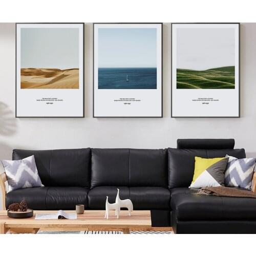Nordic Sea Desert Prairie Canvas Painting Posters Print Modern Landscape Decor Wall Art Pictures For Living Room Bedroom Aisle