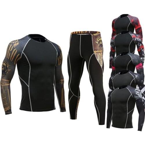 Men Long Sleeve Compression T Shirt Pants 3D Wolf Teenager Sport Sets Running Fitness Gym Workout Lycra MMA Crossfit tracksuit