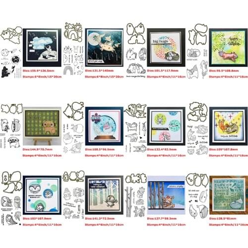 Dies & Stamps Set Space Earth Corpulent Unicorn Reindeer Penguin Pug Owl Fox Whale Winter Surroundings DIY Scrapbooking 2021 New