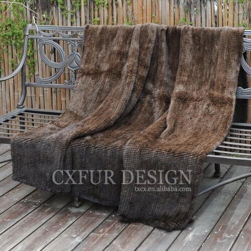 CX-D-21 200X150 Custom Made Hand Knitted Mink Fur Blanket