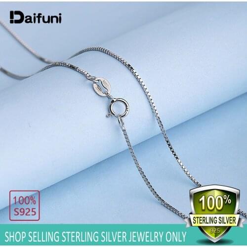 925 Sterling Silver Box Chain Necklace Women Men Kids Girls Jewelry Kolye Collares 1MM Pendant With Clavicle Chain Necklace