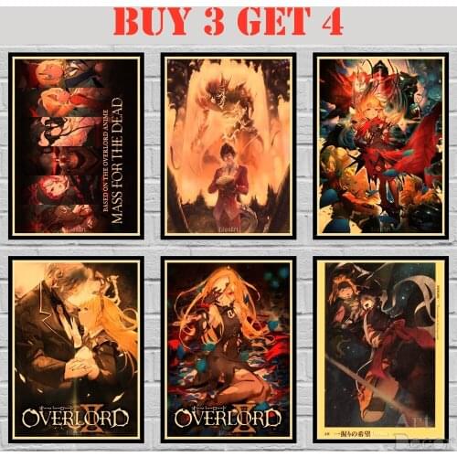 46 Designs Anime OVERLORD Kraft paper Poster HomeDecal Painting Wall Sticker 42X30cm