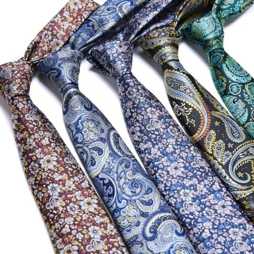 Luxury Male Dark Blue Striped Paisley Floral Tie 100% Silk Bussiness For Man Corbatas Gravatas