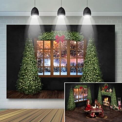 Christmas Polar Night Bacdrop Kids Adult Photography Banner Window Wreath Decor Toy Props Children Baby Photostudio Background
