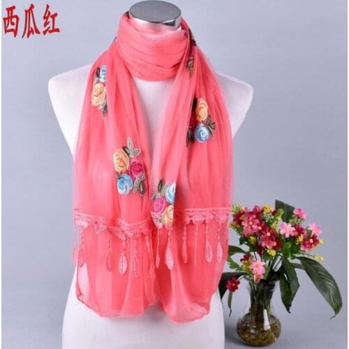 2018 brand scarf womens leaves flowers long shawl Spring and Autumn echarpe high-quality organza lady elegant hijab wrap