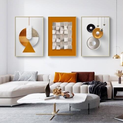 Nordic simple modern abstract geometry Hermes orange porch living room murals poster printing hanging picture decorative picture