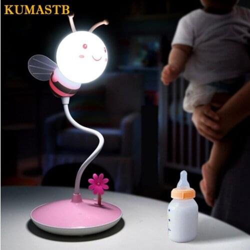 Cartoon Bees Night Light DC 5V USB Rechargeable Night Lamps Touch Dimming LED Table Lamp Baby Children Gift Bedside Light