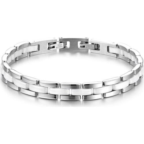 BONISKISS Womens Bracelets Ceramic Health & Fashion Bangle & Bracelet For lady Stainless Steel Female Bracelet Jewery Bijoux