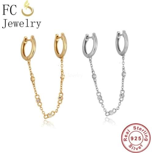 Real 925 Silver Punk Rock Circle Tassel Clavicle Chain Piercing Hoop Earring For Women Boucle D'oreilles Pendientes 2021 Summer