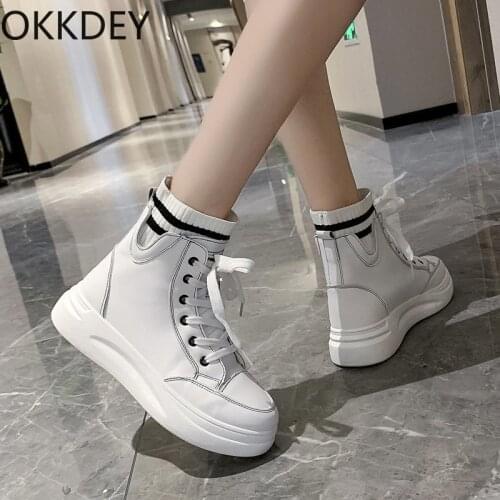 Okkdey Increased Martin boots womens new short boots in autumn 2020 Spring and Autumn British style high-top single boots