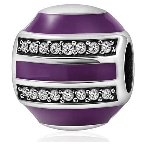 2019 NEW 100% 925 Sterling Silver Geometric Charm Purple Beaded Suitable DIY Bracelet Women Jewelry Gift Dis001-Dis020