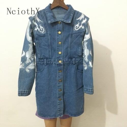 High-End Women Embroidery Denim Dress Robe Femme 2021 Fashion Slim-Fit Slim-Looking Jeans Mini Dress Spring Summer