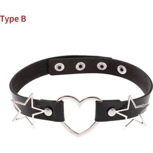 Women Necklace Gifts Goth Collar Choker Adjustable Bells Pendant Necklace Punk Rock Rave Spike O-Ring Neck Choker Cosplay Collar