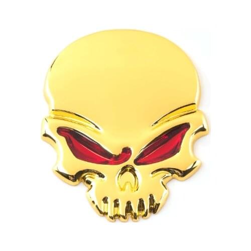 Golden Auto Stickers Metal Skull Skeleton Badge Emblem Decals Motorcycle Modified Car Accessories