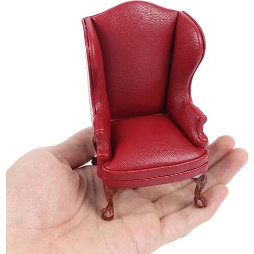 1:12 Dollhouse Delicate Mini Furniture Leather Sofa With Pedal Doll House Furniture Decor Accessories Wooden Toys For Girls