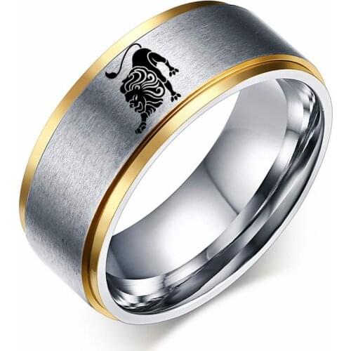 12 Zodiac Ring Aries Taurus Gemini Cancer Virgo Libra Scorpius Sagittarius Capricornus Wedding Stainless Steel Rings
