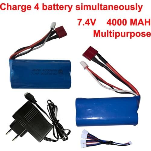 18650 7.4V 4000MAH Large Capacity Lipo Battery Pack for JJRC Q46 Q39 Wltoys 144001 12428 12423 10428 A959-B A969-B A979-B K929-B