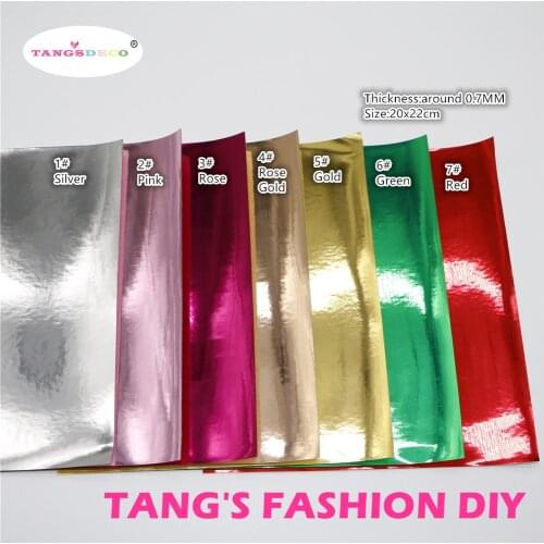 21PCS--20X22CM DIY Hair Bow Material METAL COLOR Glossy PU Synthetic Faux Leathers