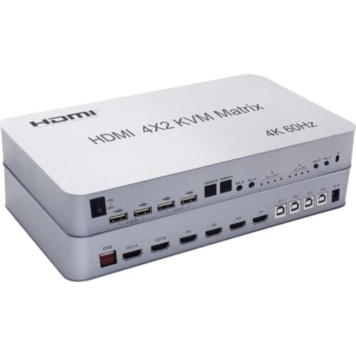 4 Port USB HD 4X2 KVM Matrix 4K 60HZ HDR Switch Splitter 4 In 2 Out HD 2.0 Switcher for USB2.0 Keyboard Mouse PC