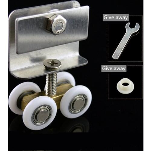 4 pcs/set Shower room hanging wheels Door Rollers Shower Room Pulley Bathroom Roller Glass Door Wheels Furniture Hardware