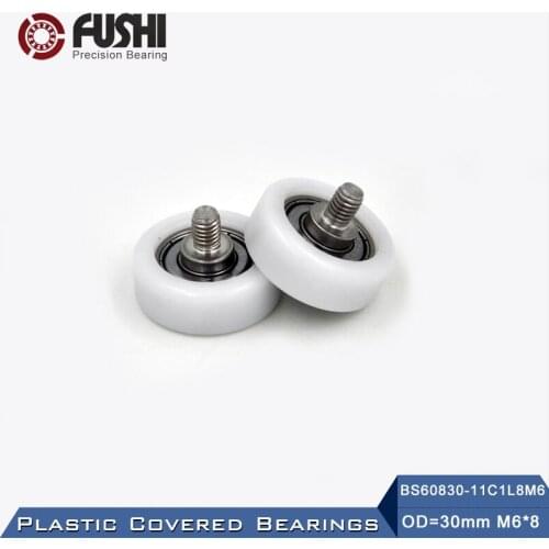 608ZZ Screw Pulley Bearing OD 30 mm M6*8 ( 2 PCS ) Doors and Windows Roller Mute Wheel POM 608 Plastic Covered Bearings