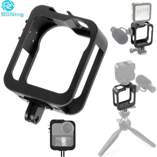 CNC Aluminum Upgrade Protective Cage Housing Shell Mount for External Microphone for GoPro Max 1/4 Mount 360 Panoramic Accessory