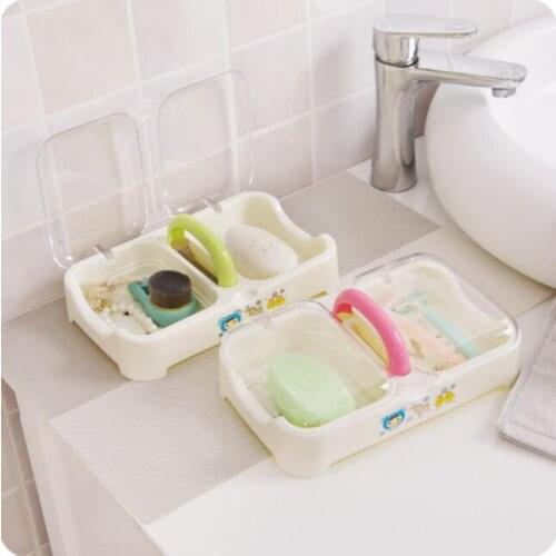 Fashion Portable Soap Holder Large Bathroom Soap Drainer Dishes With Cover Transparent Soap Storage Box