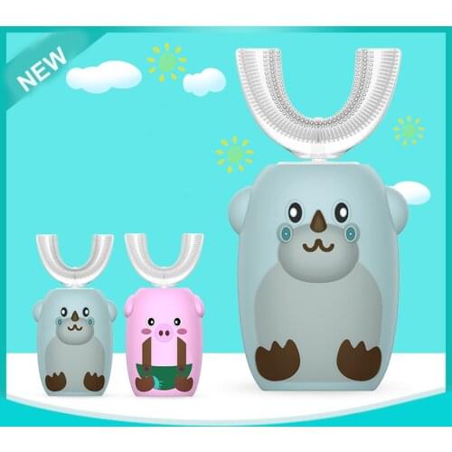 Children Electric Toothbrush For Kids Smart 360 Degrees U Silicon USB Automatic Ultrasonic Teeth Tooth Brush Cartoon Pattern
