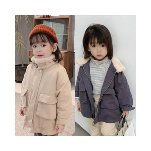 2020 Childrens Clothing Winter New Korean Style Baby Parkas Jacket Outwear Kids Girls Solid Warm Coat Girls Parkas Coats Jacket