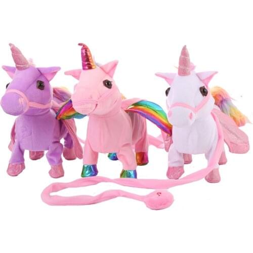 30cm 0.3kg Pegasus Electric Walking Sing and Dancing Led ( Without Battery) Stuffed Toy Unicorn Soft Horse Plush Ponies Doll