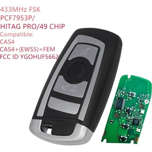 4btn Smart Remote Key Fob Keyless For BMW F 5 7 Series FEM / BDC CAS4 CAS4+ EWS5 System 433MHz 2009 - 2016 YGOHUF5662