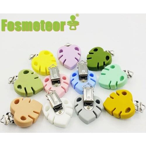 Fosmeteor 1pcs Pearl Silicone Leaves Shaped Clips BPA Free Baby Pacifier Nursing Dummy Draft Teethiing Toy Clips