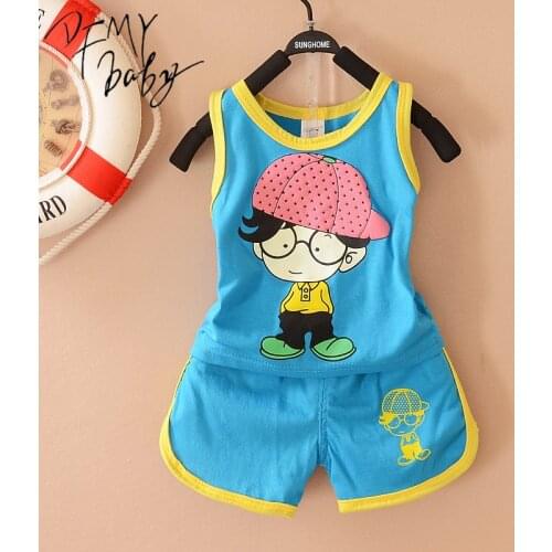 4M-9M Baby Boy Clothes Suit Cotton Summer Child Cartoon kids clothing Set Vest Girls