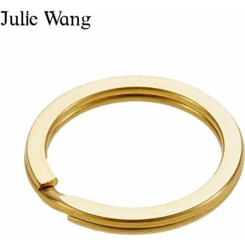 Julie Wang 10PCS 25/30mm Copper Round Key Ring Keychain Split Ring Keychains Key Chains Jewelry Making Accessory