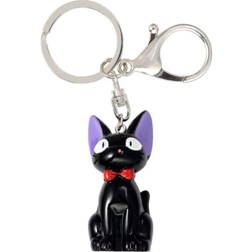 Kikis Delivery Black cat Service Miyazaki Hayao Keychain Pendant keyring Cute Cat Animal Car key chain wholesale 24pcs/lot
