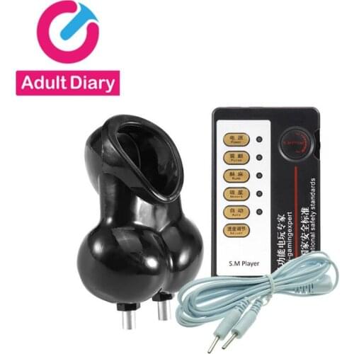 Adult Diary Electro Shock Chastity Cage Penis Ring Sex Toys For Men Scrotum Sleeve Ball Stretcher Electric Cock Ring Cock Cage