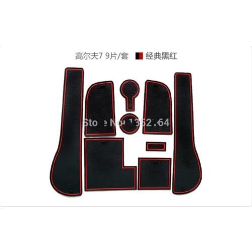 Non-slip Interior door pad/cup mat for Volkswagen Golf 7 left hand drive ,9pcs/lot,car styling, auto accessories