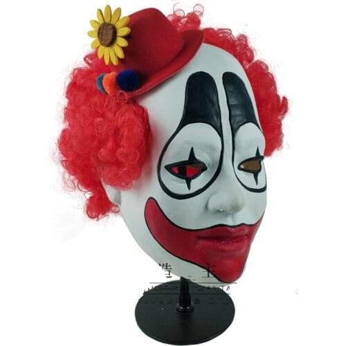 Halloween Clown Mask Cosplay Funny Joker with Hat Masks Helmet Party Props