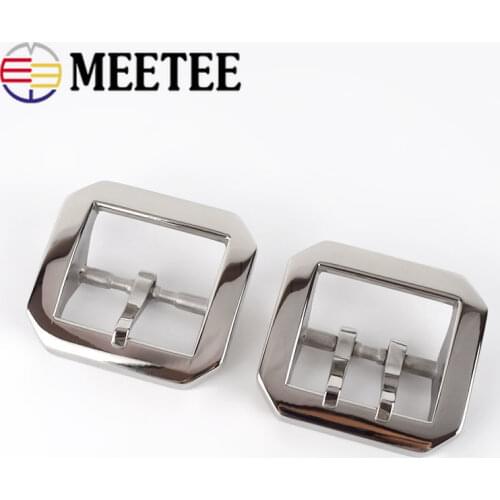 Meetee 1pc 40mm High-grade Stainless Steel Belt Buckle Simple Mens Pin Buckles Head DIY LeatherCrafts Belts Clip Accessory